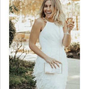 aidan mattox fringed dress